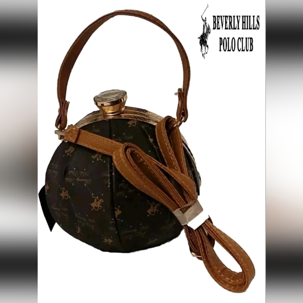 NWT BEVERLY HILLS POLO CLUB ROUND CROSSBODY SIGNATURE CROSSBODY HANDBAG